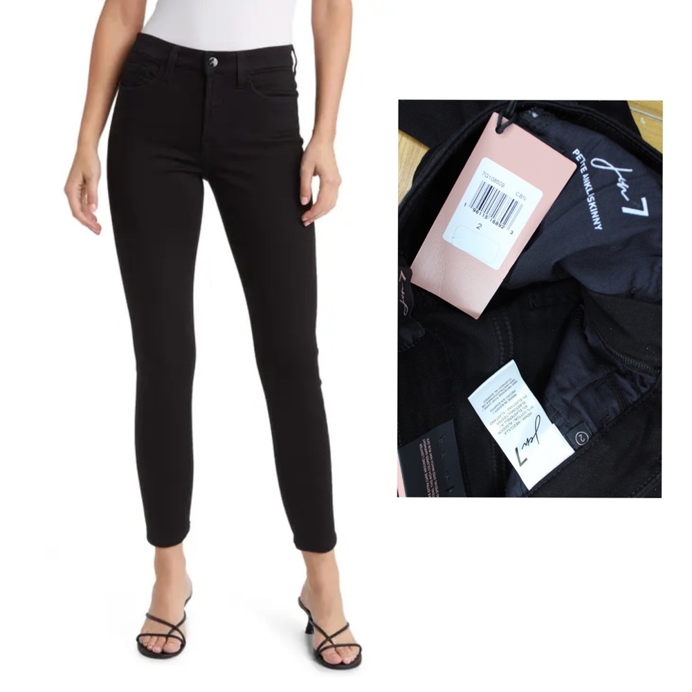 NEW JEN7 by 7 For All Mankind Petite Ankle Skinny Black Jeans 2P